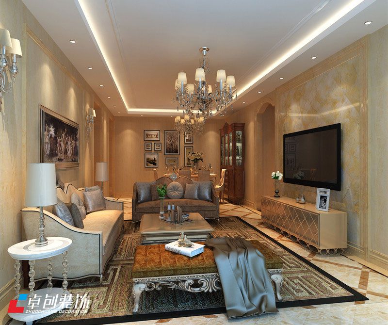 文一名門御府90㎡后歐式風格裝修設計餐廳效果圖，合肥裝修公司，合肥裝飾公司