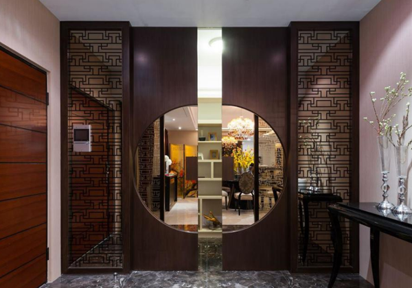 合肥裝修公司中式屏風(fēng)隔斷裝修效果圖片